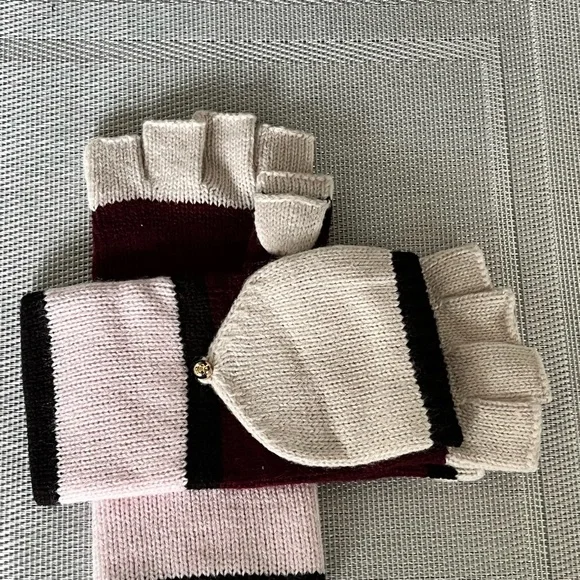 KATE SPADE NWOT AUTHENTIC RARE COLOR BLOCK FINGERLESS STYLE MITTEN GLOVES - Picture 14 of 14